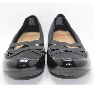 Earth Spirit Black Mesh Patent Leather Criss Cross Strap Flats WMES27ER041 Sz 10